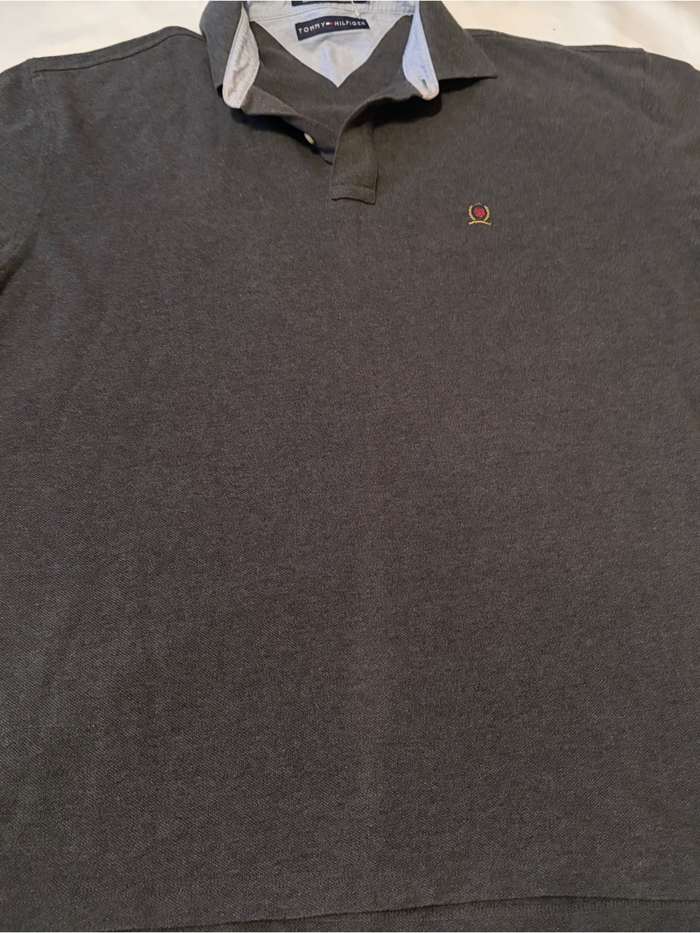Tommy Hilfiger Men's Dark Charcoal Polo with Contrast Collar